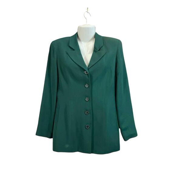 Hugo Buscati Milano Women's Green 100% Silk 2-Piece Blazer/Skirt Set SZ 8 VTG - Picture 2 of 11